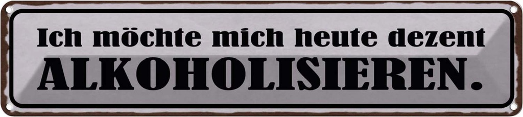 Blechschild 10x46 cm Ich möchte mich alkoholisiseren Spruch Zitat