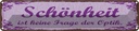 Blechschild 10x46 cm Schönheit keine Frage der Optik Spruch Zitat