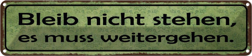 Blechschild 10x46 cm Bleib nicht stehen weitergehen Spruch Zitat