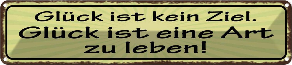 Blechschild 10x46 cm Glück kein Ziel ist Art zu leben Spruch Zitat