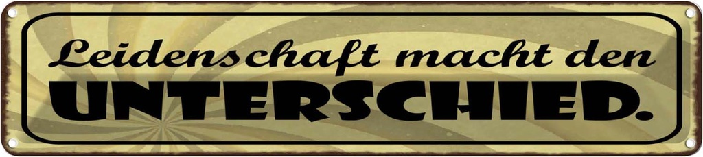 Blechschild 10x46 cm Leidenschaft macht Unterschied Spruch Zitat
