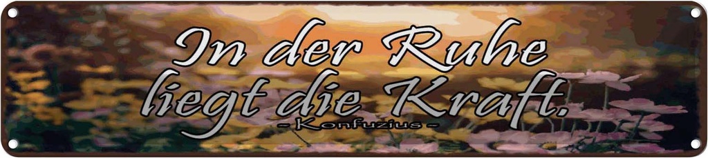 Blechschild 10x46 cm In der Ruhe liegt die Kraft Spruch Zitat