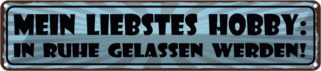 Blechschild 10x46 cm Hobby in Ruhe gelasssen werden Spruch Zitat