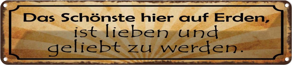 Blechschild 10x46 cm Schönste lieben geliebt werden Spruch Zitat