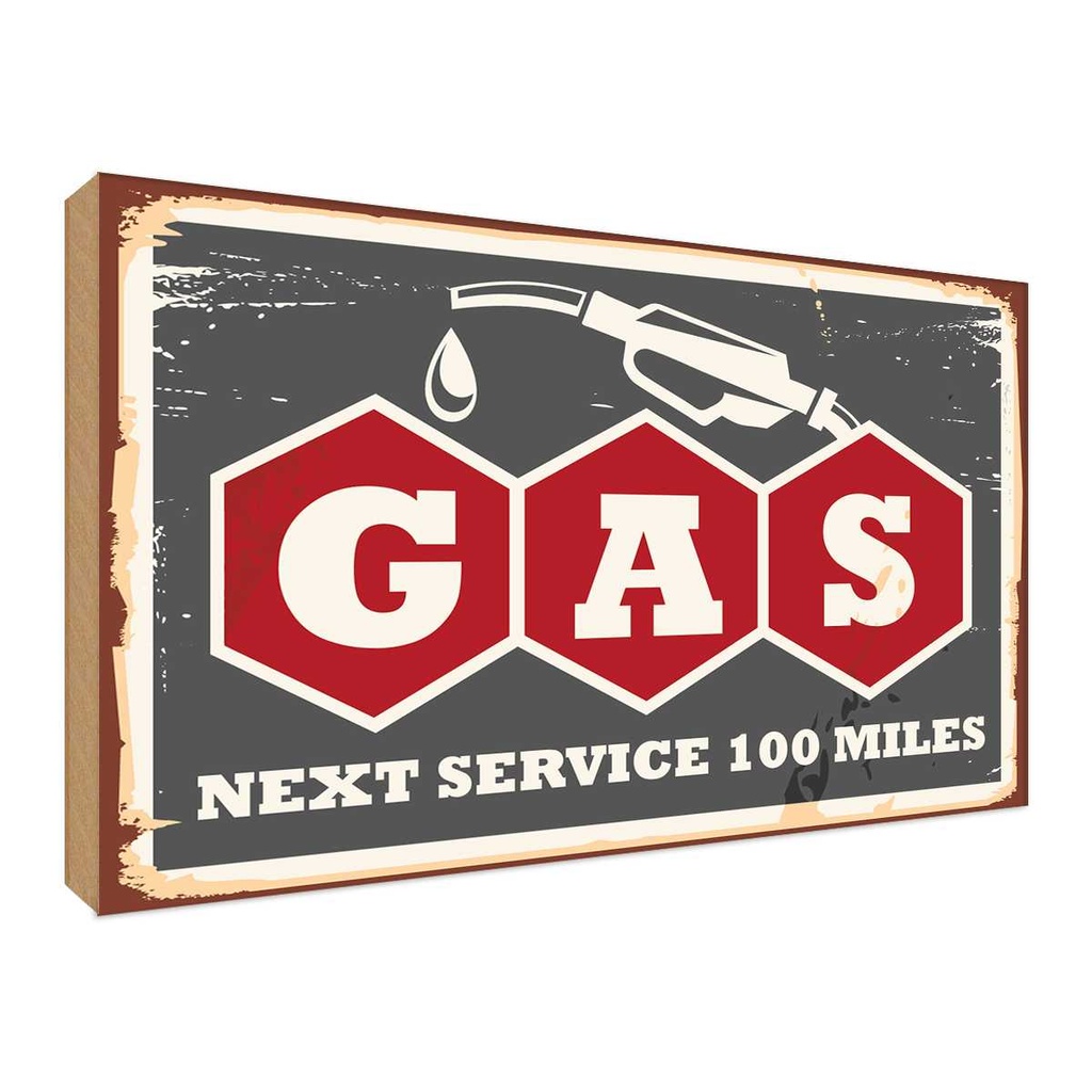 Holzschild 30x40 cm Gas Auto next service 100 Benzin Warnschild Hinweisschild
