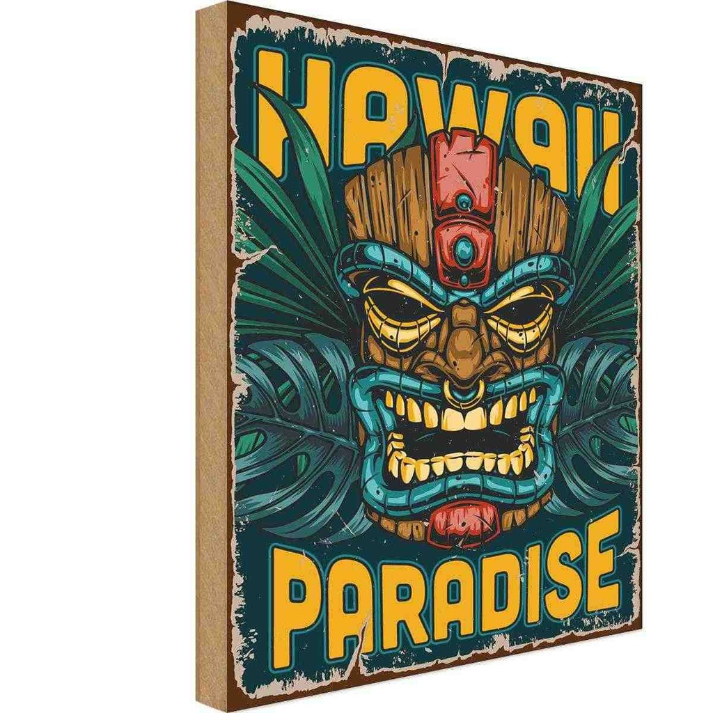 Holzschild 40x30 cm Hawaii Paradise Alkohol Essen Trinken