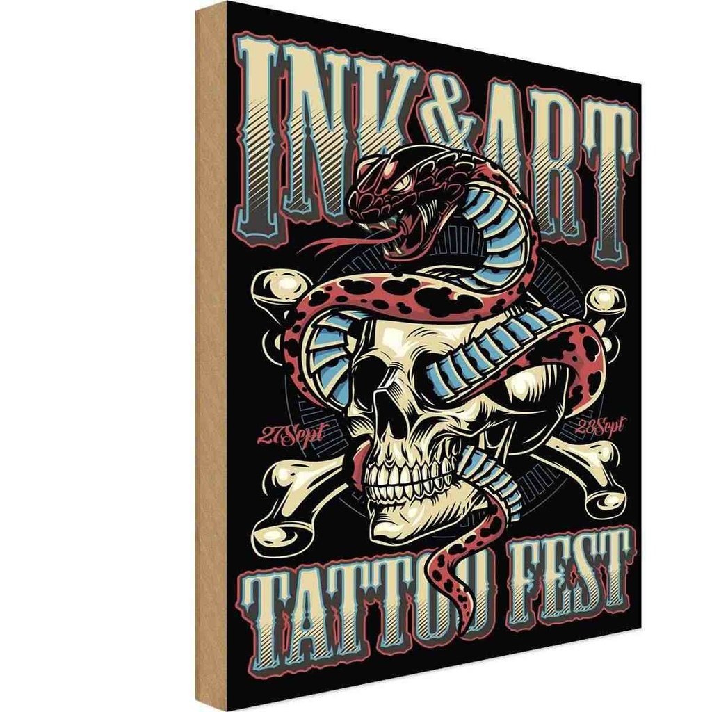Holzschild 40x30 cm Tatoo Fest 27 28 Sept Geburtstag Feiern Party