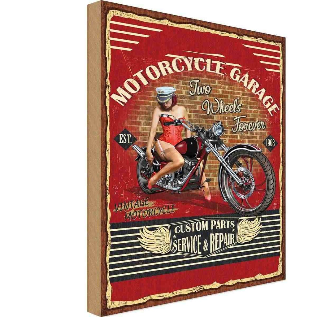 Holzschild 40x30 cm Motorcycle Garage Auto Werkstatt