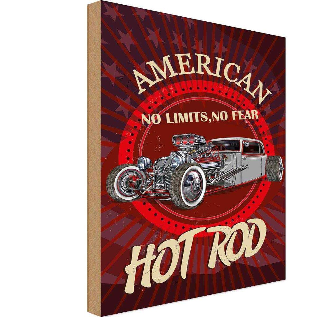 Holzschild 40x30 cm hot rod Auto no limits fear Garage Werkstatt