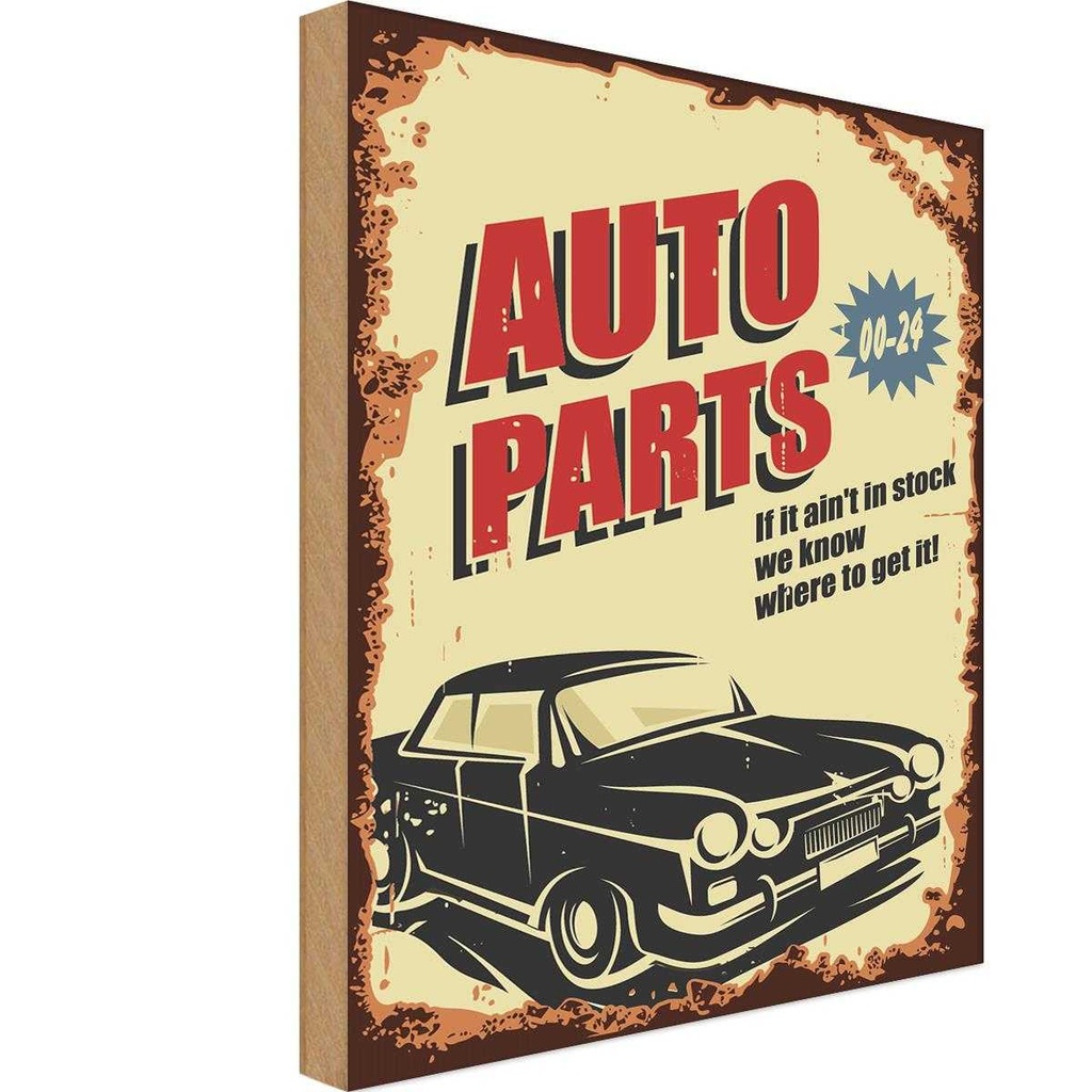 Holzschild 40x30 cm Auto Parts 00-24 Service Garage Werkstatt