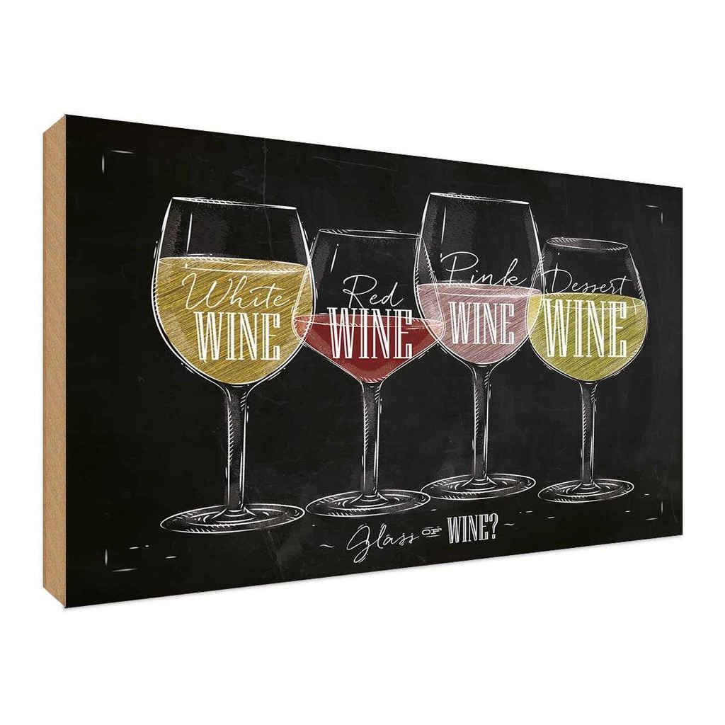 Holzschild 30x40 cm Glass of wine? red white Alkohol Essen Trinken