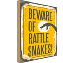 Holzschild 40x30 cm Schlange beware of rattle snakes Spruch Zitat