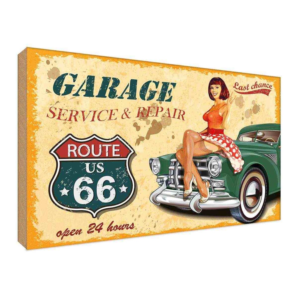Holzschild 30x40 cm Garage open 24 hours Warnschild Hinweisschild