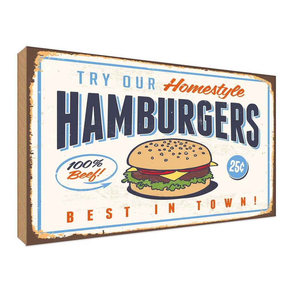 Holzschild 30x40 cm hamburgers best in town Essen Trinken