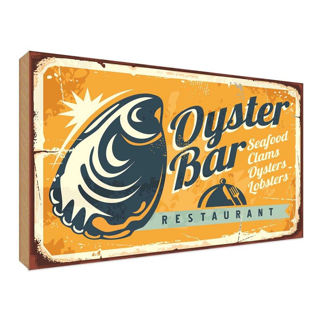 Holzschild 30x40 cm Oyster Bar Seafood Restaurant Essen Trinken