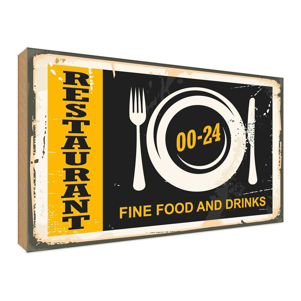 Holzschild 30x40 cm Restaurant Essen Fine Food Drinks Trinken