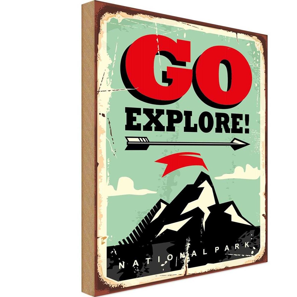 Holzschild 40x30 cm National Park go explore Outdoor Camping