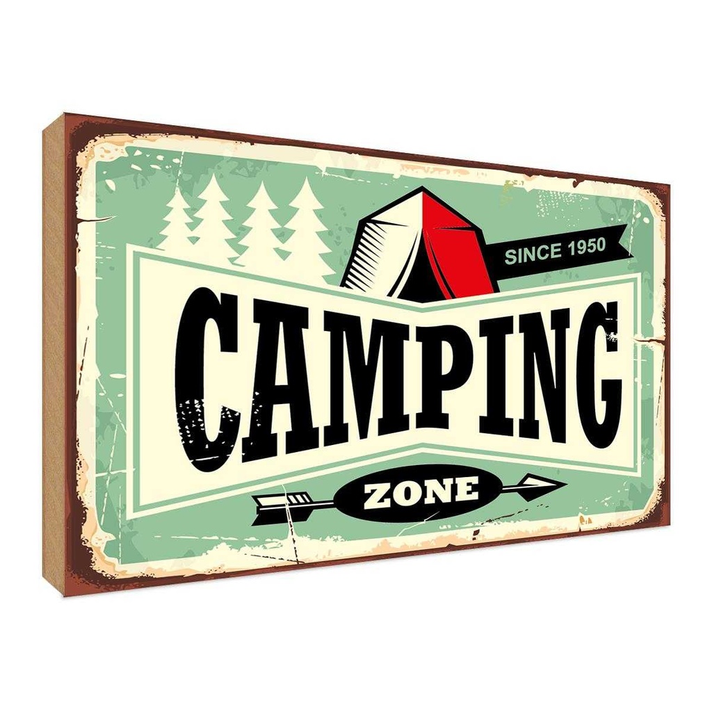 Holzschild 30x40 cm Camping Zone Outdoor Abenteuer