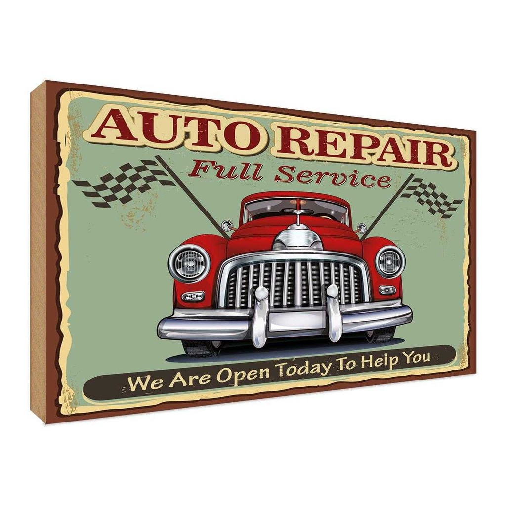 Holzschild 30x40 cm Auto repair full Service Garage Werkstatt