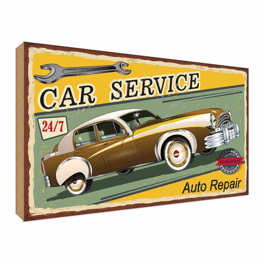 Holzschild 30x40 cm Car Service 24/7 Auto repair Garage Werkstatt