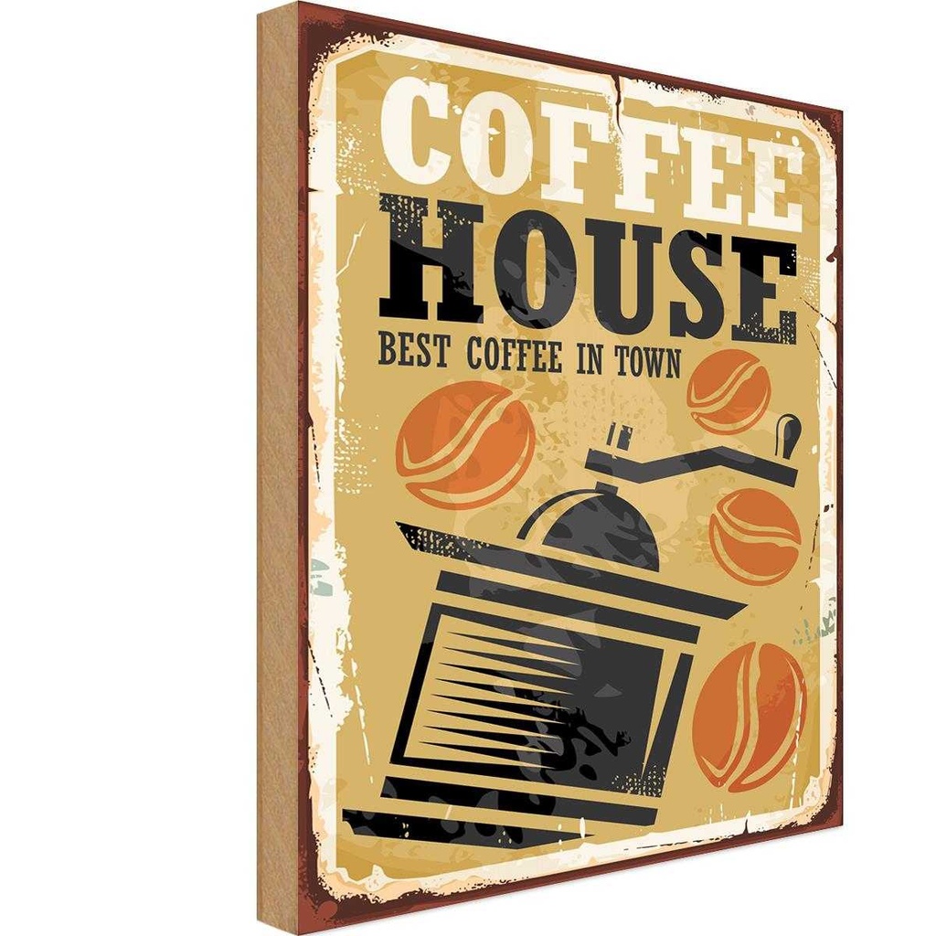 Holzschild 40x30 cm Kaffee Coffee best in town Essen Trinken