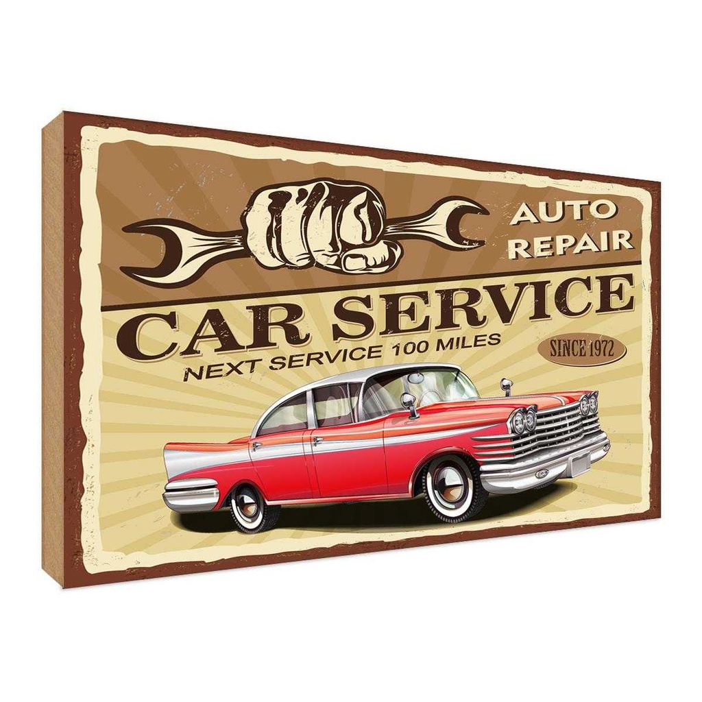Holzschild 30x40 cm Car Service Auto repair 1972 Garage Werkstatt