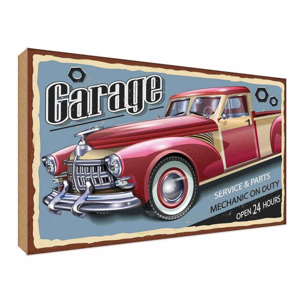 Holzschild 30x40 cm Auto Garage service parts open 24