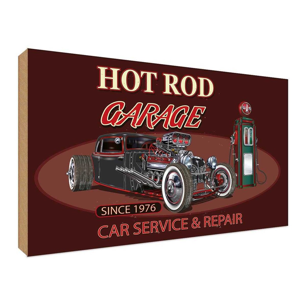 Holzschild 30x40 cm hot rod Garage car service repair Auto Werkstatt