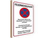 Holzschild 40x30 cm Feuerwehrzufahrt nach §22VVB Warnschild Hinweisschild
