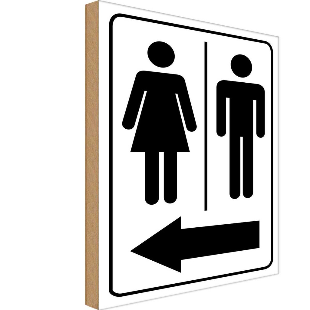Holzschild 40x30 cm Toilettenfiguren Pfeil links Geschenk