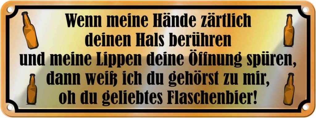 Blechschild 10x27 cm geliebtes Flaschenbier Essen Trinken