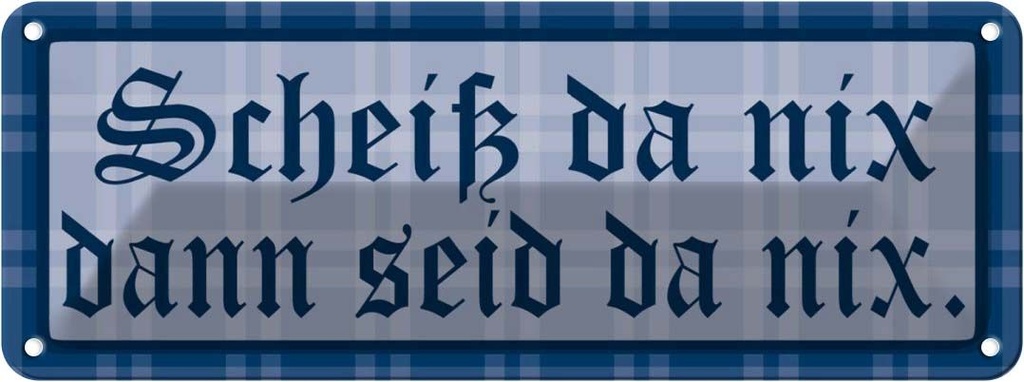Blechschild 10x27 cm Scheiß da nix, dann seid nix Spruch Zitat