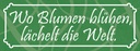 Holzschild 10x27 cm Wo Blumen blühen lächelt Dekoration