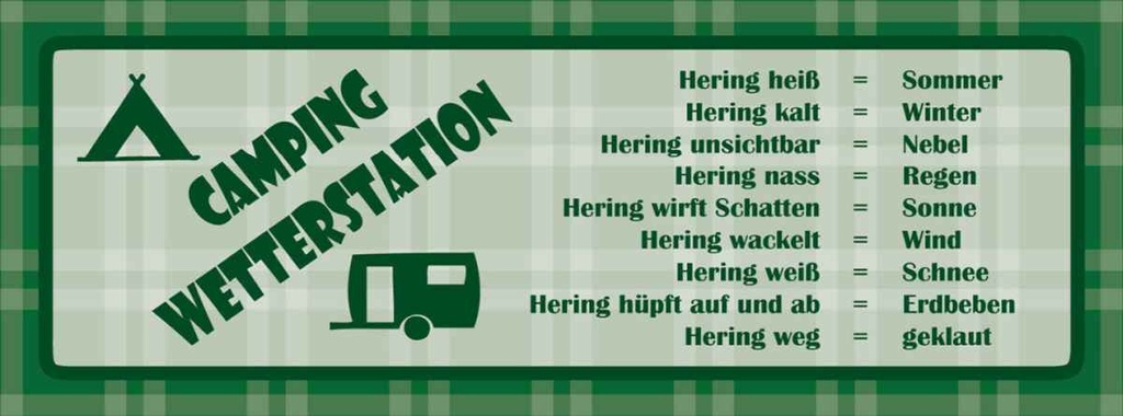 Holzschild 10x27 cm Camping Wetterstation Outdoor