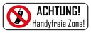 Holzschild 10x27 cm Achtung Handyfreie Zone Warnschild Hinweisschild
