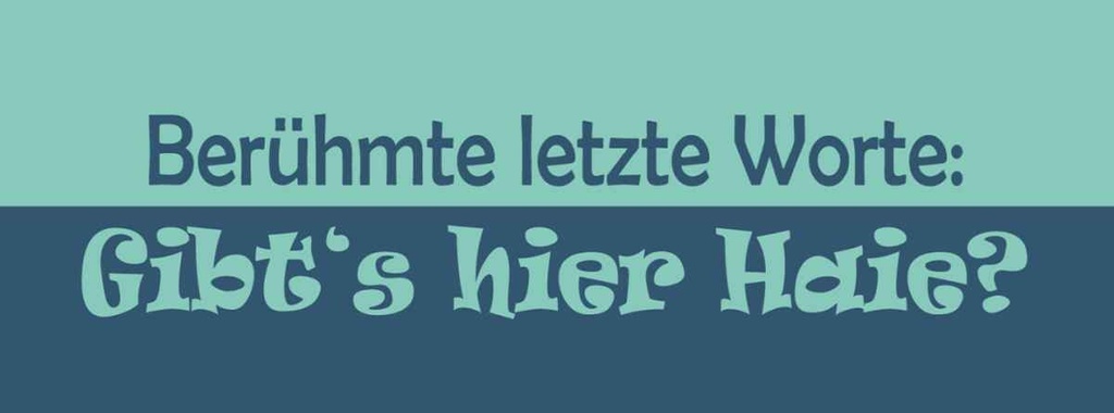 Holzschild 10x27 cm Berühmte letzte Worte Gibt´s Haie