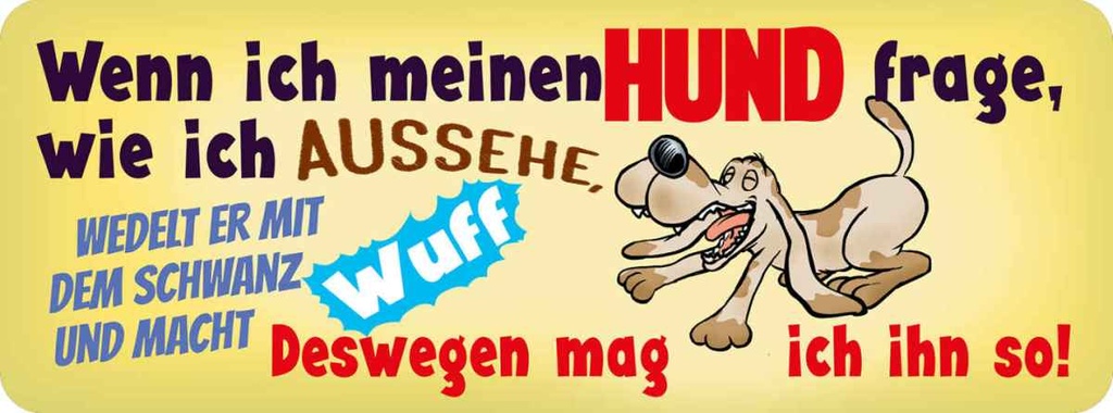 Holzschild 10x27 cm deswegen mag ich ihn Hund Tier Haustier