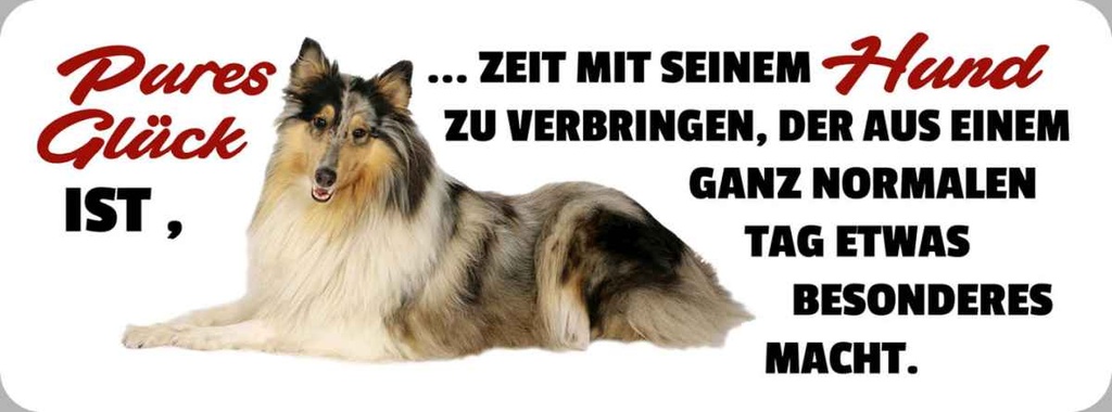Holzschild 10x27 cm pures Glück ist Hund Tier Haustier