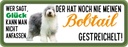 Holzschild 10x27 cm Bobtail Hund gestreichelt Tier Haustier