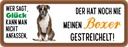 Holzschild 10x27 cm Boxer Hund gestreichelt Tier Haustier