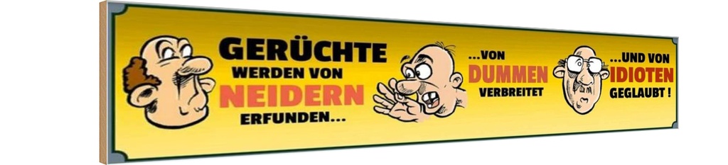 Holzschild 10x46 cm Gerüchte von Neidern erfunden Spruch Zitat