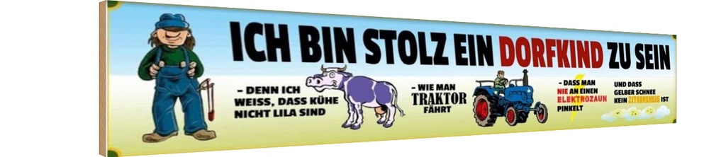 Holzschild 10x46 cm bin stolz Dorfkind zu sein Dekoration