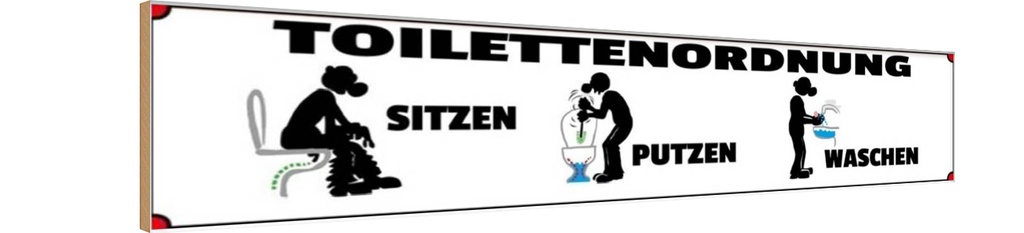 Holzschild 10x46 cm Toilettenordnung sitzen putzen Warnschild Hinweisschild