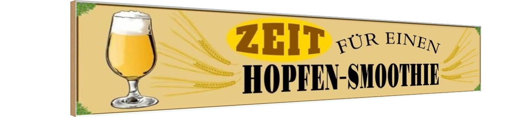 Holzschild 10x46 cm Bier Zeit für einen Hopfen Smoothie