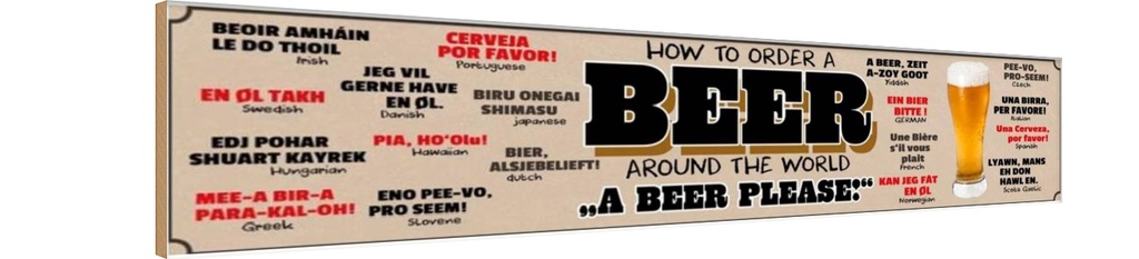 Holzschild 10x46 cm How to Order a beer Bier Essen Trinken