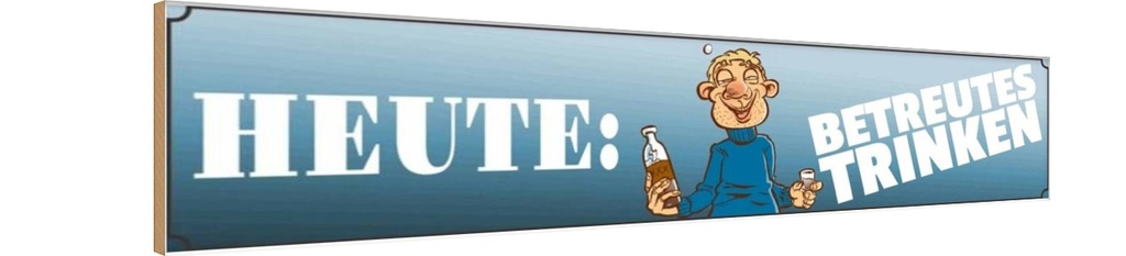 Holzschild 10x46 cm heute betreutes Trinken Alkohol Spruch Zitat