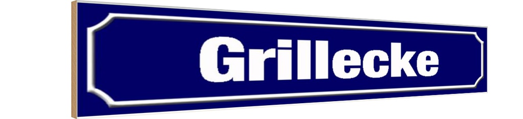 Holzschild 10x46 cm Grillecke Grillen Essen Trinken