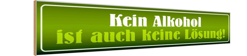 Holzschild 10x46 cm kein Alkohol ist keine Lösung Essen Trinken