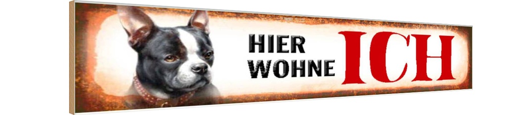 Holzschild 10x46 cm Französisches Bulldogge Tier Haustier
