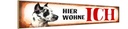 Holzschild 10x46 cm Dogge Hund hier wohne ich Tier Haustier